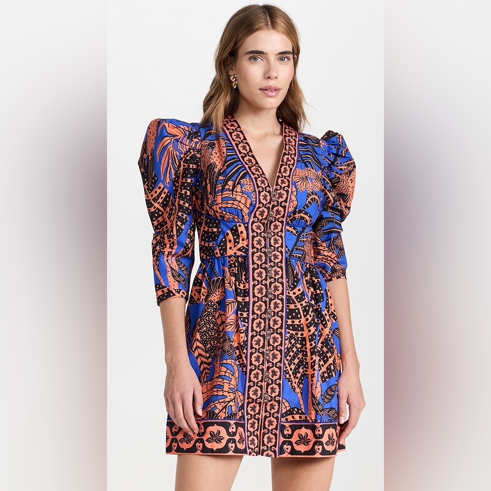 Vibrant Blue and Orange Patterned Dress